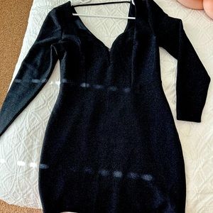 Express Long Sleeve Black Glitter Dress